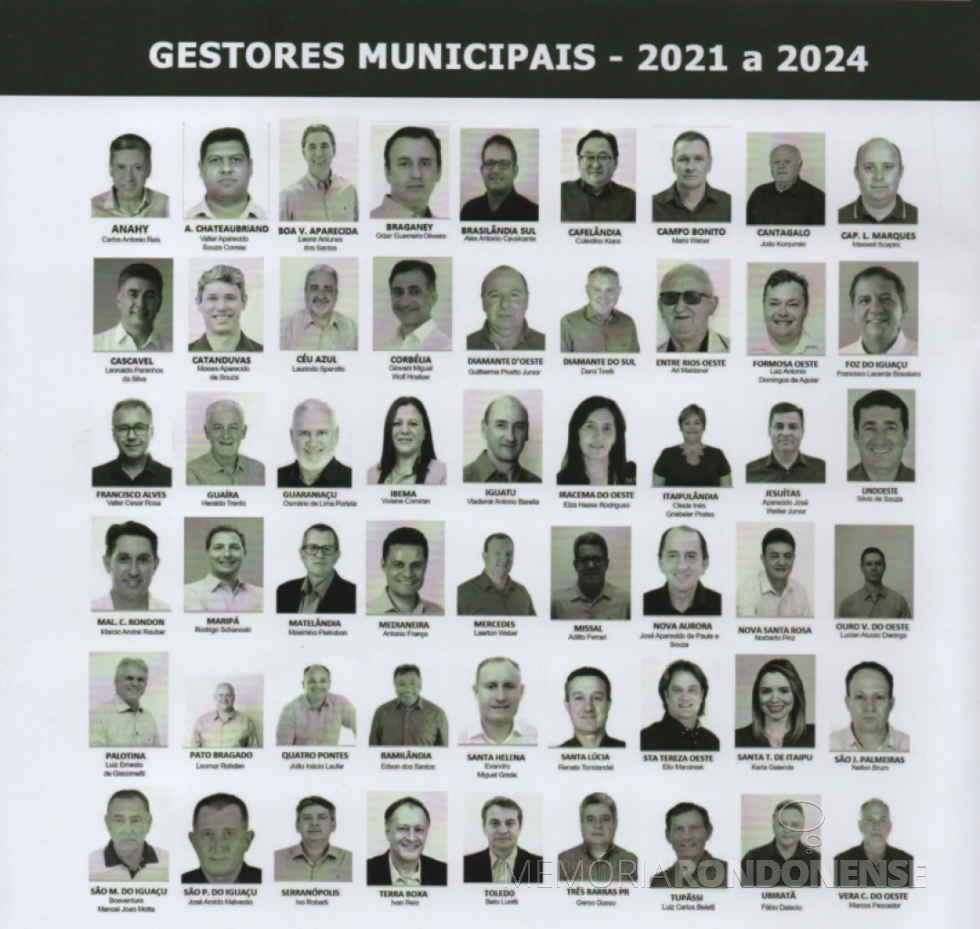 || Gestores municipais eleitos e empossados para o quadriênio 2021/2024 dos municípios da AMOP.
Imagem: Acervo da entidade - FOTO 25 -