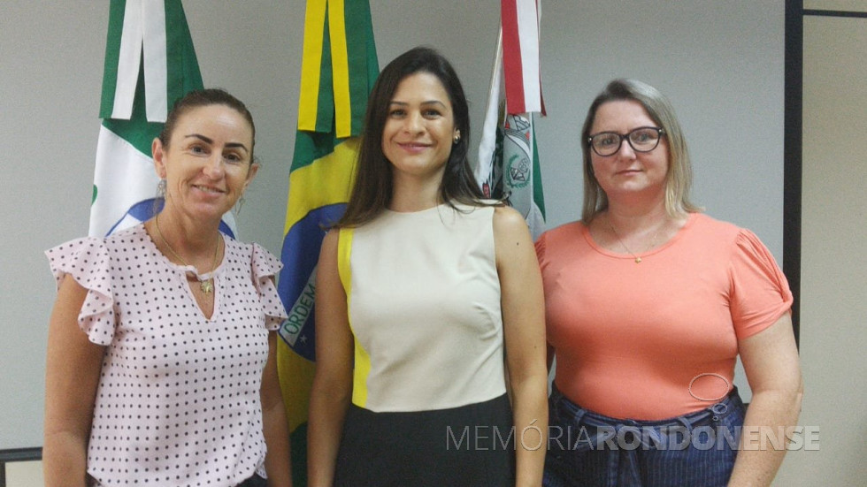 || Marcia Veit (e) secretária de Cultura, Josiane Laborde Rauber, secretária de Assistência Social, e Andreia Jaqueleine Bach, secretária municipal de Educação, nomeadas em final de janeiro de 2021.
Imagem: Acervo Imprensa - PMC-MCR - FOTO 21 -