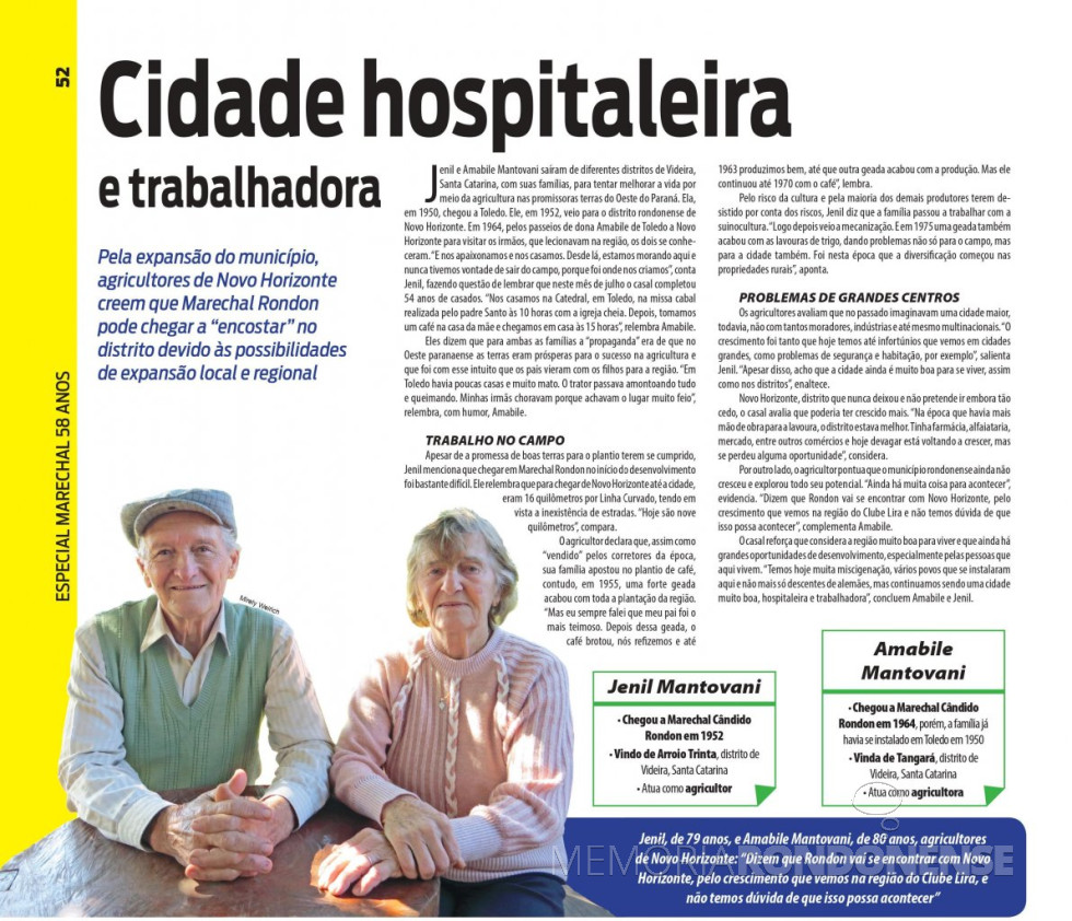 || Casal Amabile e Jenil Mantovani na Revista Expectativa da Editora O Presente.
Imagem: Acervo O Presente - FOTO 21 -
