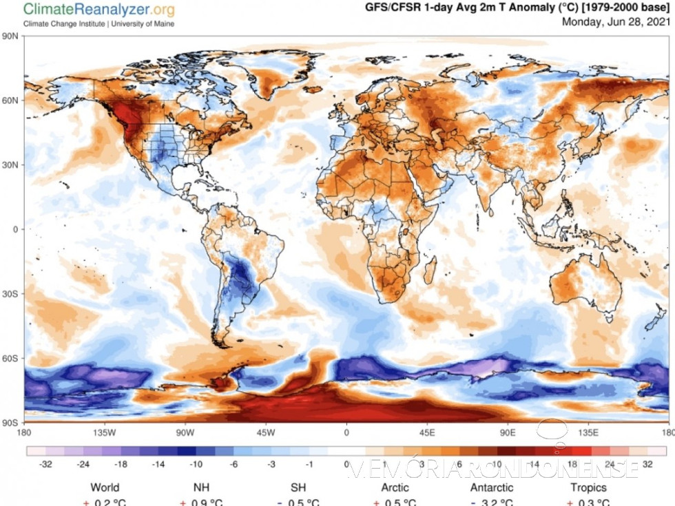 || Mapa metereológico distribuído pela empresa Metsul mostrando a anomalia de temperatura (frio), no Cone Sul Americeno. 
Imagem: Acervo Metsul - FOTO 18 -