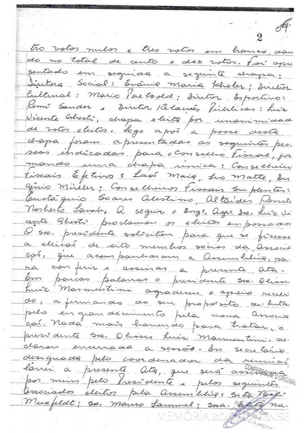 || Ata de fundação (3ª página) da  AACC. 
Imagem: Acervo da Associação - FOTO 6 -