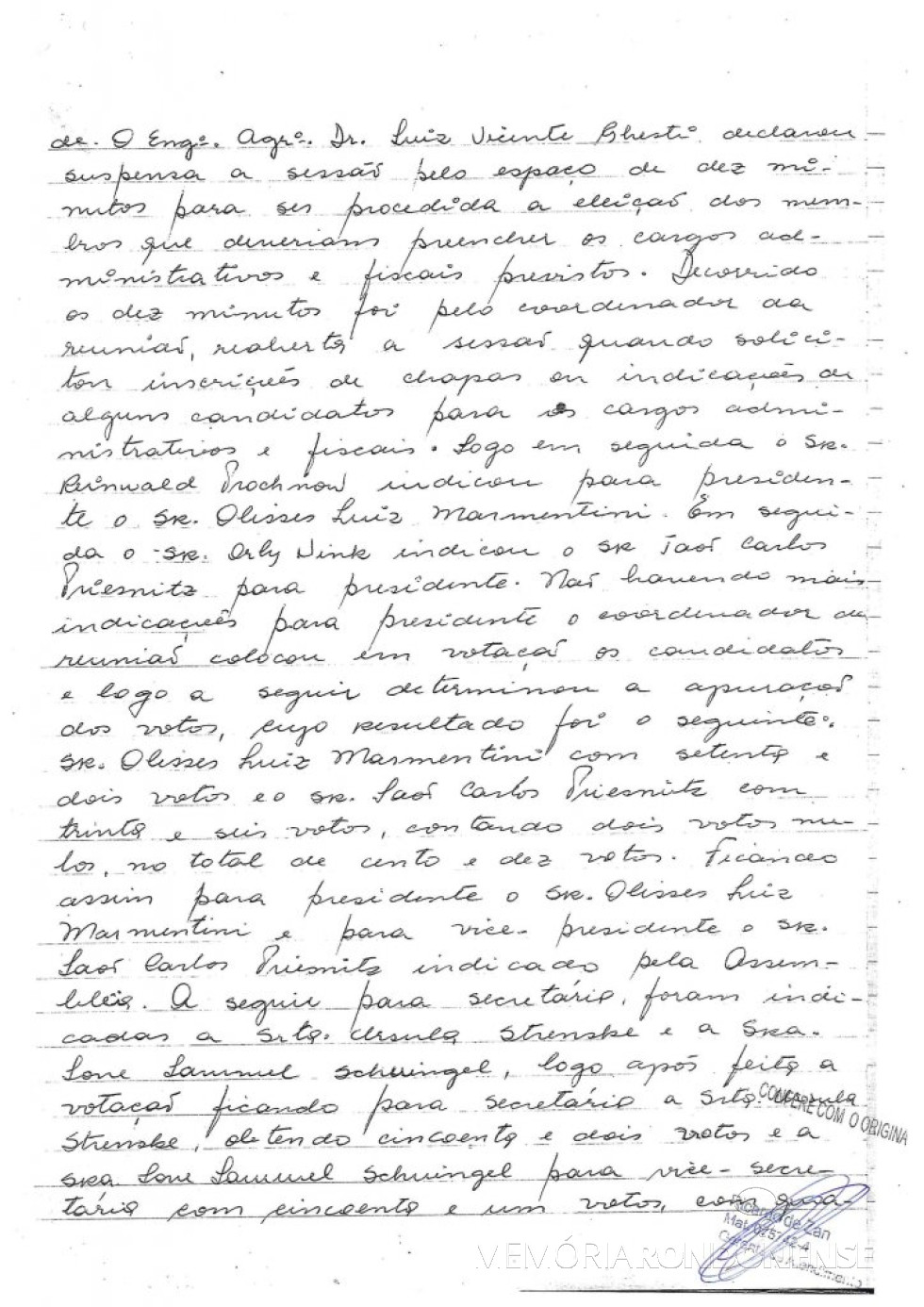 || Ata de fundação (2ª página) da  AACC. 
Imagem: Acervo da Associação - FOTO 5 -