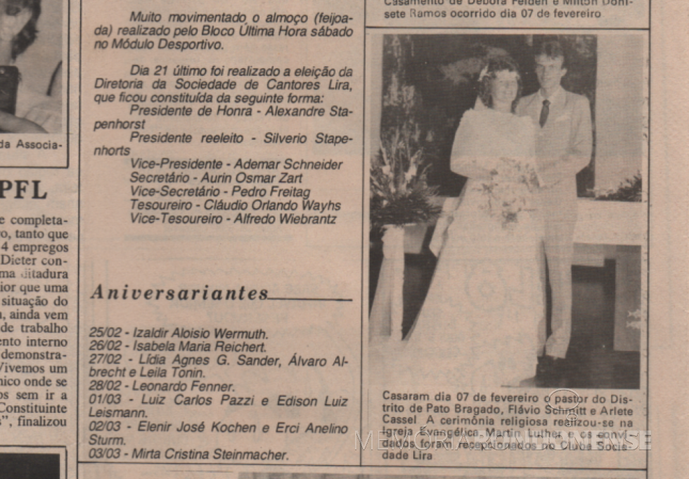 || Jovens Arlete Cassel e Flávio Schmidt que casaram em fevereiro de 1987.
Imagem: Acervo O Paraná / Voni Berta do Amaral - FOTO 10 -