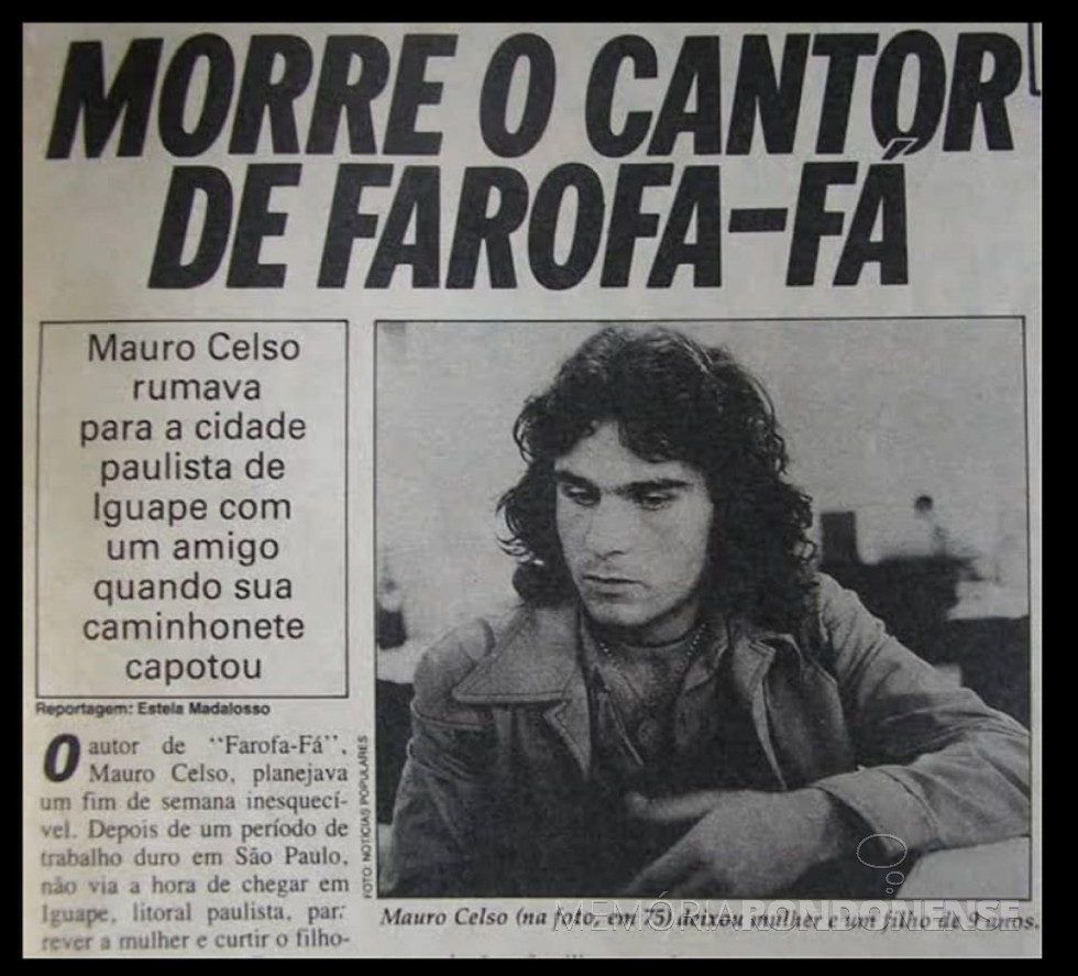 || Notícia da morte do artista Mauro Celso Semenzatto.
Imagem: Acervo Revistas Brasileiras Antigas/Facebook - FOTO 16 -