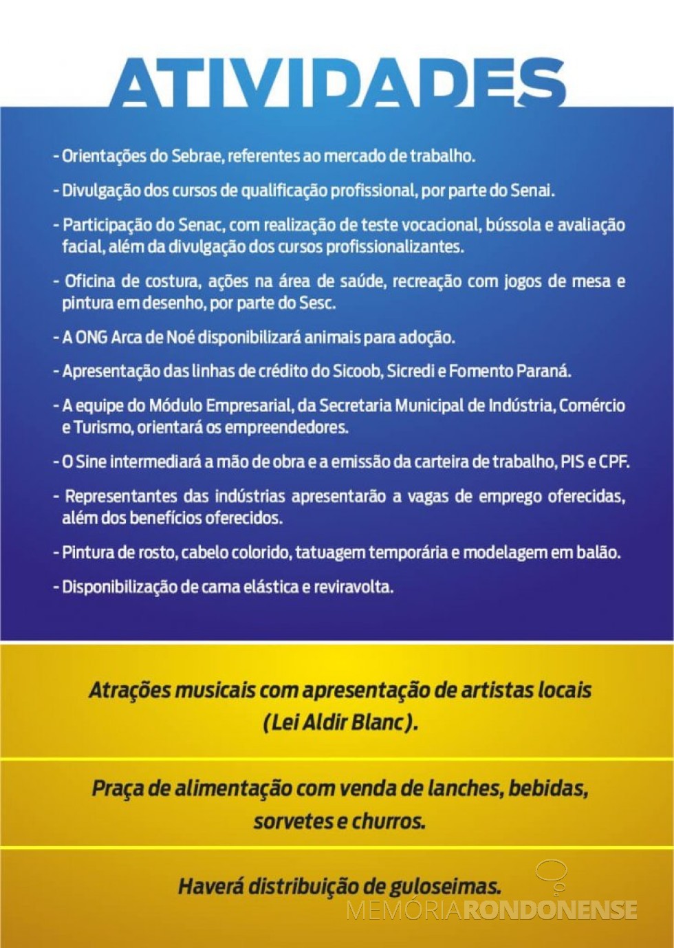 || Agenda programática da 1ª ExpoMei e Feira de Emprego de Marechal Cândido Rondon, em dezembro de 2021.
Imagem: Acervo Imprensa PM-MCR - FOTO 28 - 