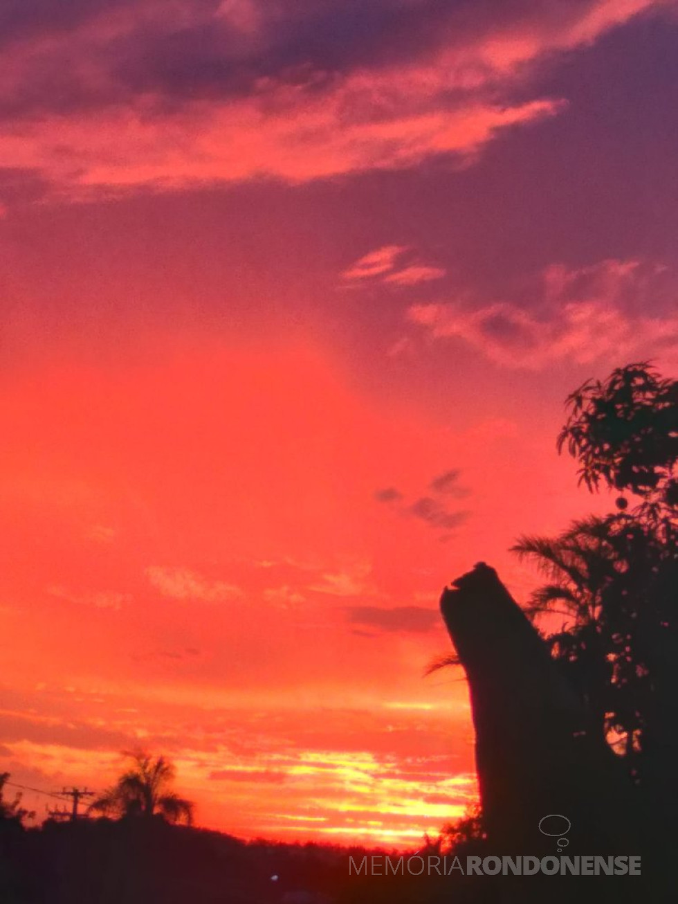 || Entardecer na cidade de Marechal Cândido Rondon, em 15 de dezembro de 2021.
Imagem: Acervo e crédito da pioneira rondonense Milita Luchmann - FOTO 21 -