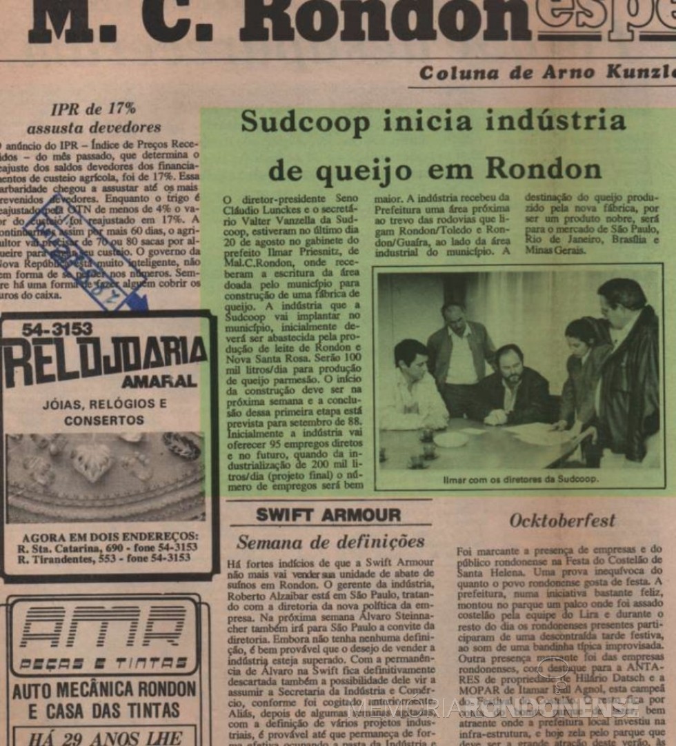 || Destaque do jornal cascavelense O Paraná, em sua página 