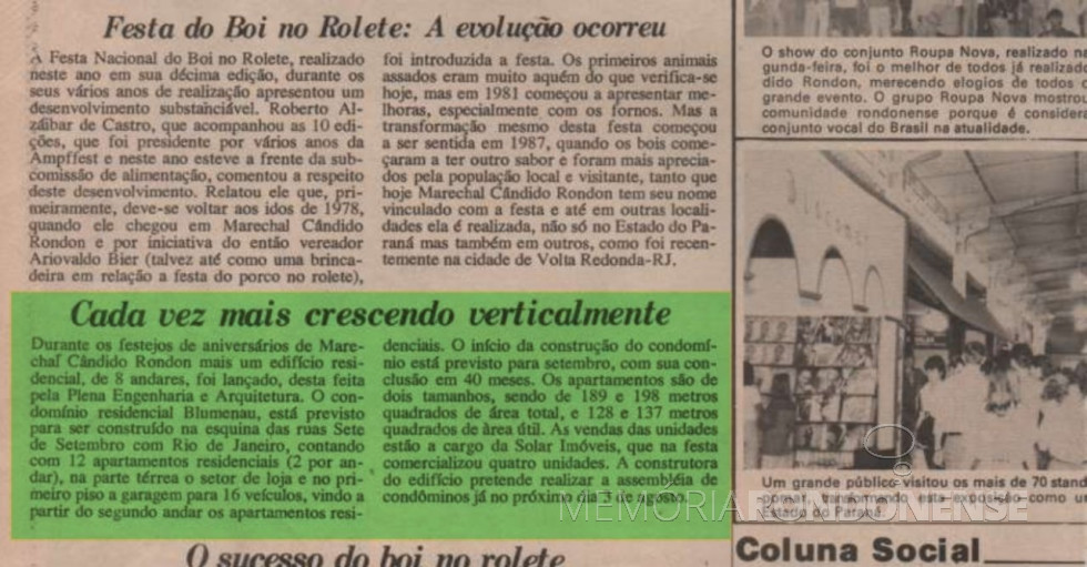 || Destaque do jornal cascavelense O Paraná, em sua página 