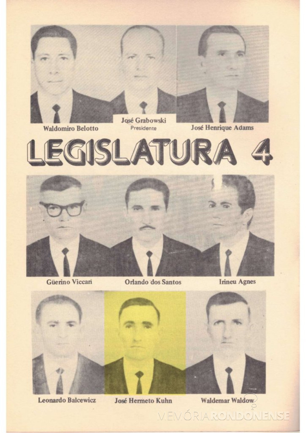 || Vereador José Hermeto Kuhn, em destaque, que assumiu a Câmara Municipal de Toledo, em fevereiro de 1968.
Imagem: Acervo Museu Histórico Willy Barth - FOTO 6 -