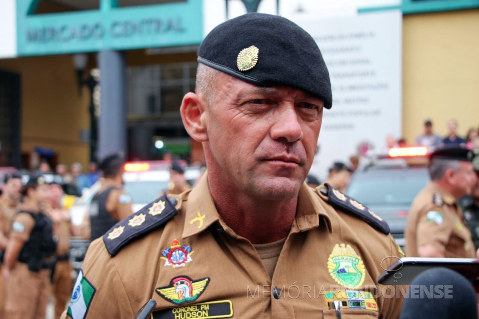 || Coronel Hudson Leôncio Teixeira, comandante da Polícia Militar do Estado do Paraná (PMPR), que esteve em Marechal Cândido Rondon em fevereiro de 2022.
Imagem: Acervo RIC Mais - FOTO 17 -
