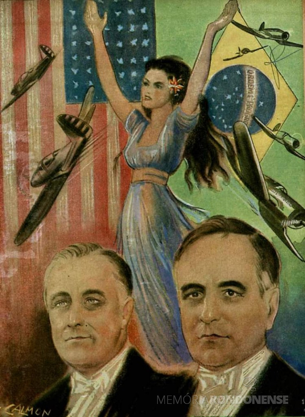 || Propaganda getulista enaltecendo o tratado com os Estados Unidos, em janeiro de 1943.
Imagem: Acervo O Passado do Brasil - FOTO 4 -