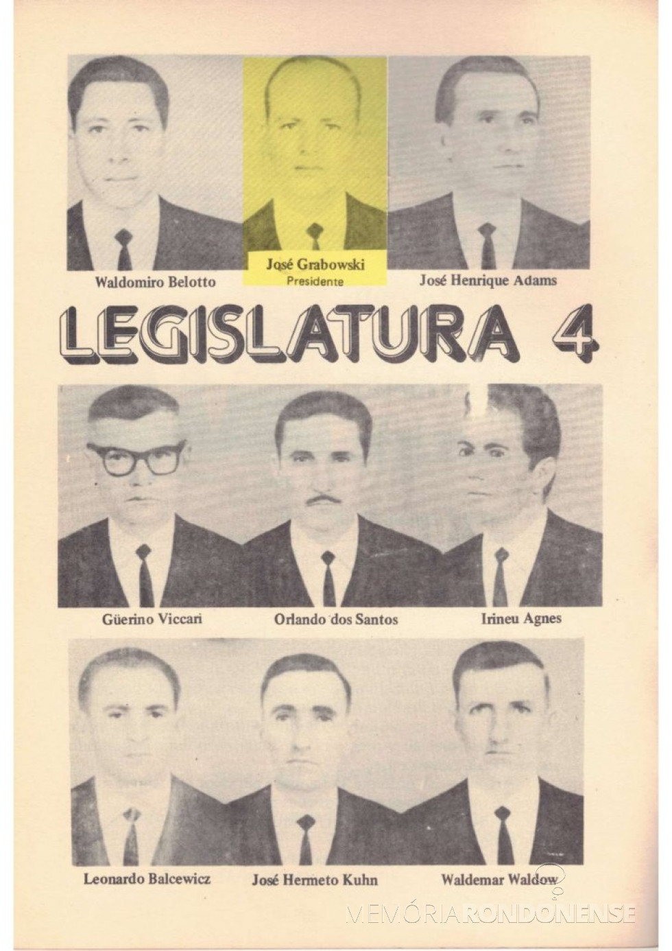 || Vereador José Grabowski, em destaque, que assumiu a Câmara Municipal de Toledo, em fevereiro de 1967.
Imagem: Acervo Museu Histórico Willy Barth - FOTO 5 -