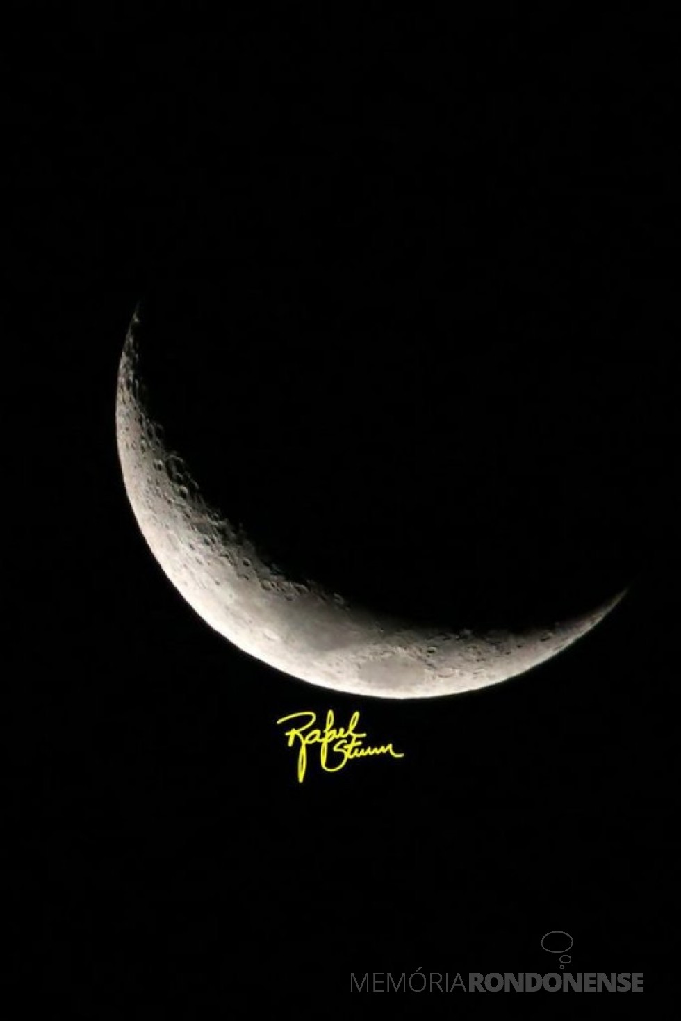 || Lua em fase crescente fotografada pelo fotógrafo rondonense Rafael Miguel Sturm, em 03 de junho de 2022.
Imagem: Acervo pessoal - FOTO 16 -