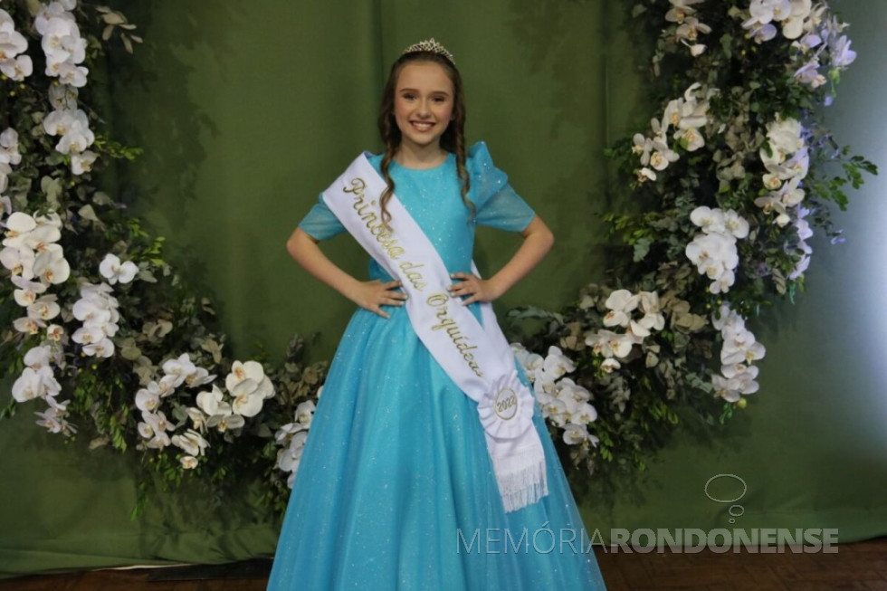 || Paula Fernanda Conci, eleita Princesa das Orquídeas 2022 da cidade de Maripá, em julho de 2022.
Imagem: Acervo Portal Rondon - FOTO 23 -