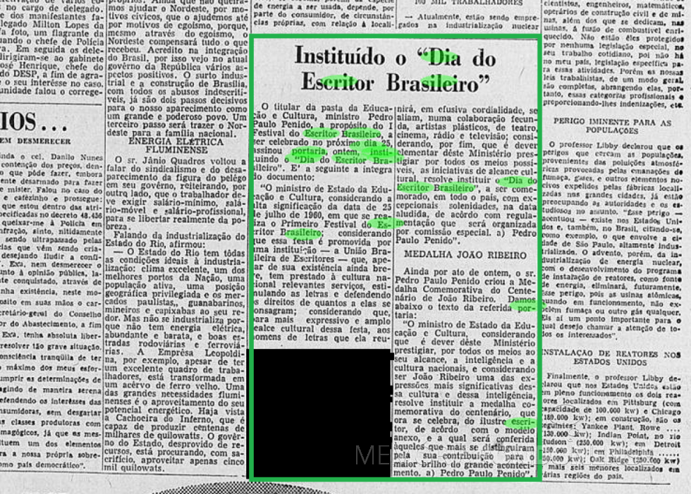 || Recorte do jornal carioca 