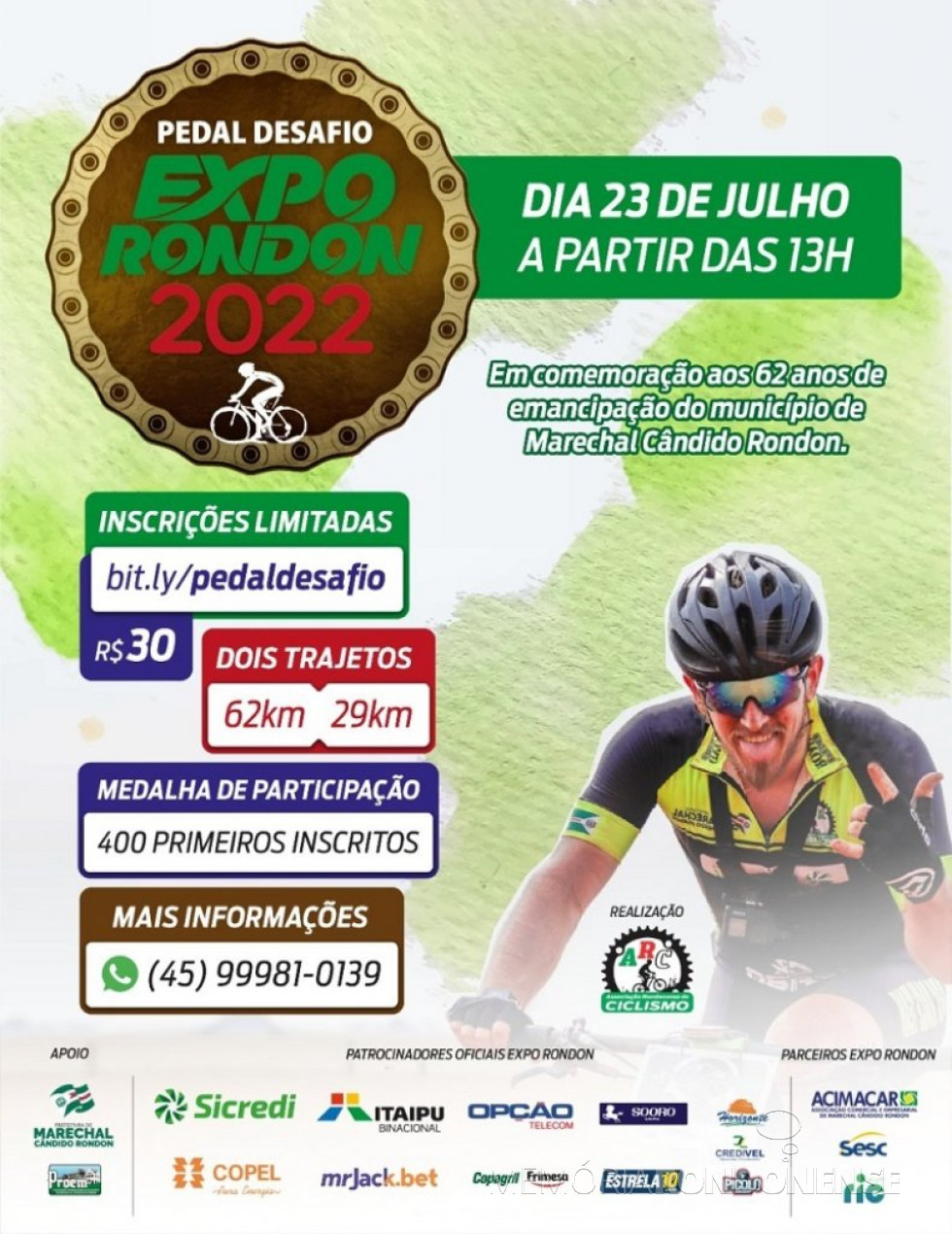 || Cartaz do 1º Desafio do Pedal Expo Rondon 2022, em julho de 2022.
Imagem: Acervo Imprensa PM-MCR - FOTO 36 -