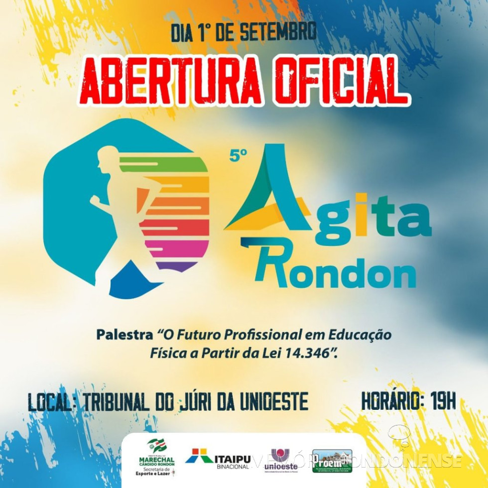 || Banner convite para abertura oficial do 5º Agita Rondon, em setembro de 2022.
Imagem: Acervo Imprensa PM-MCR - FOTO 29 -