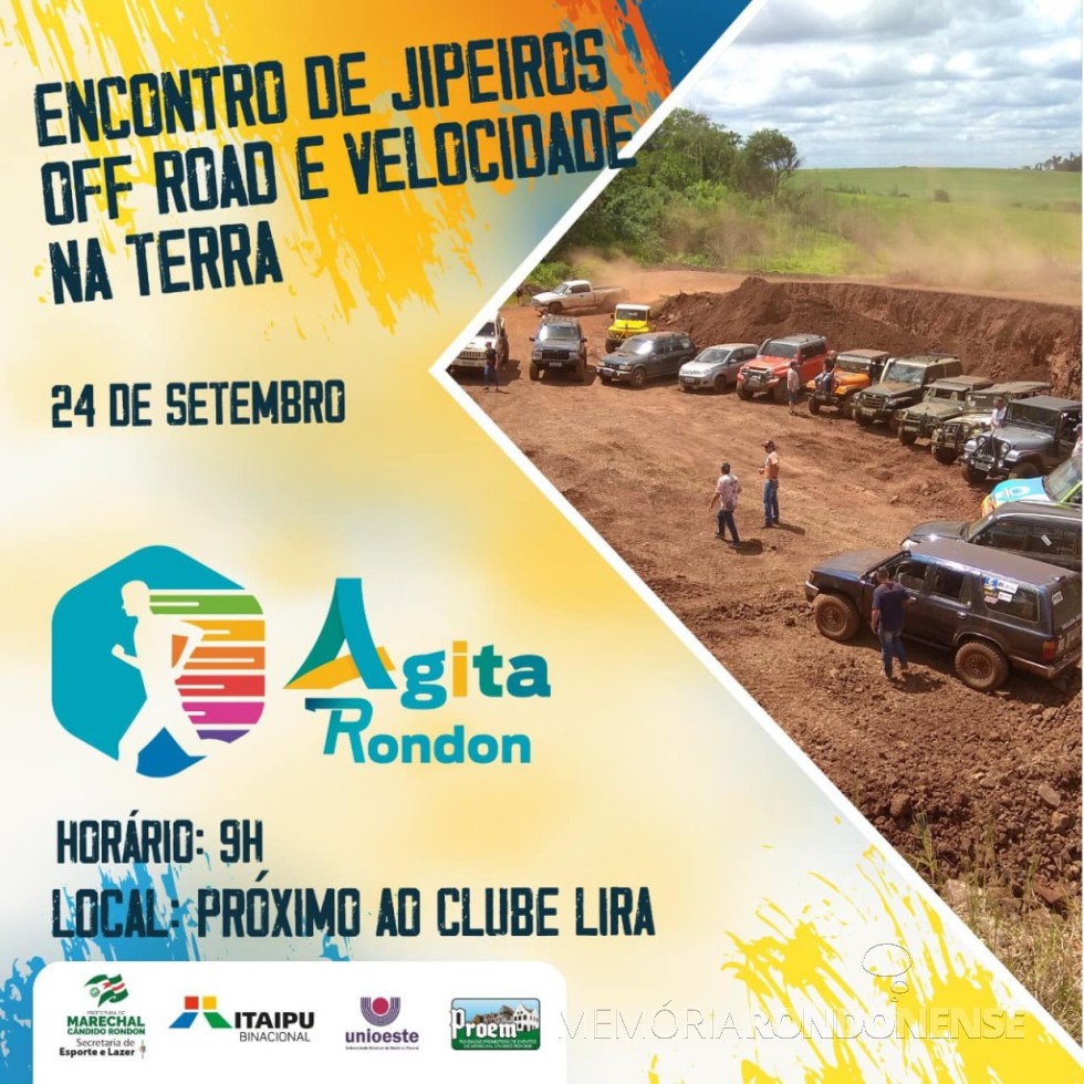 || Cartaz convite para o Encontro dos Jipeiros de Marechal Cândido Rondon, em setembro de 2022.
Imagem: Acervo Imprensa PM-MCR - FOTO 27
