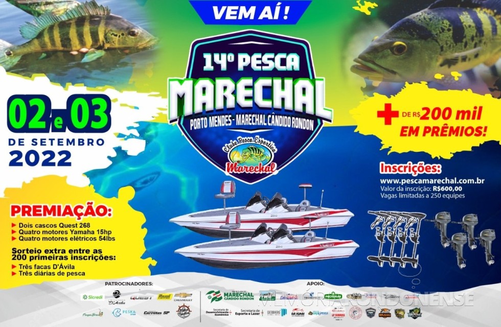 || Cartaz convite para o 14º Pesca Marechal Cândido Rondon, em setembro de 2022.
Imagem: Acervo Projeto Memória Rondonense - FOTO 23 -