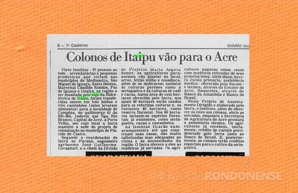 || Recorte do então jornal curitibano 