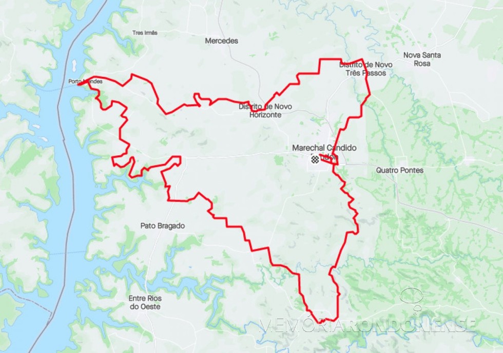 || Mapa com identificação do trecho percorrido durante o 1º Desafio Marechal Rondon 150 K, em 23 de outubro de 2022.
Imagem: Acervo Associação Rondonense de Ciclismo (ARC) - FOTO 30 - 