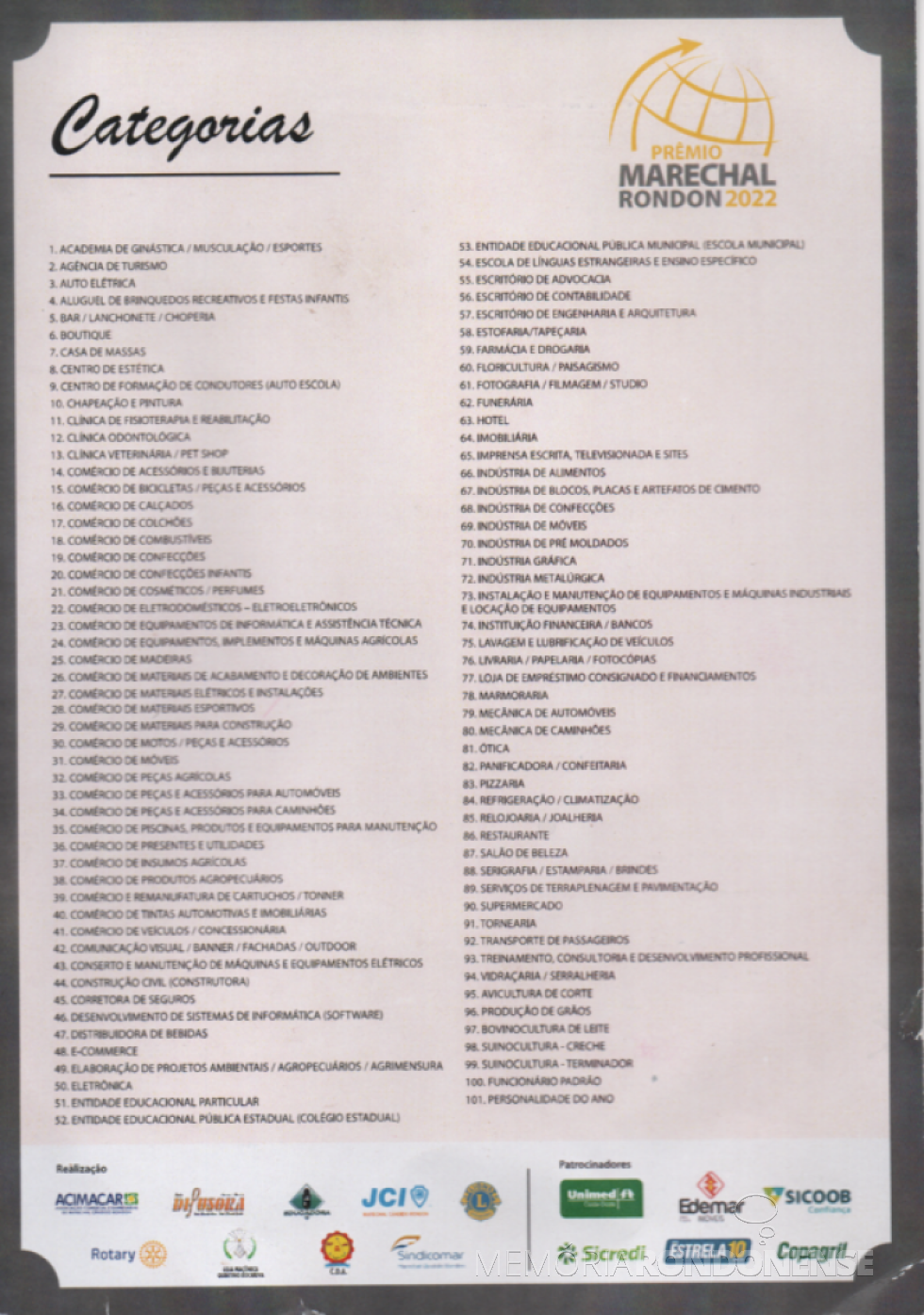 || Categorias homenageadas durante o Prêmio Marechal 2022. 
Imagem: Acervo Acimacar - FOTO 31 -
