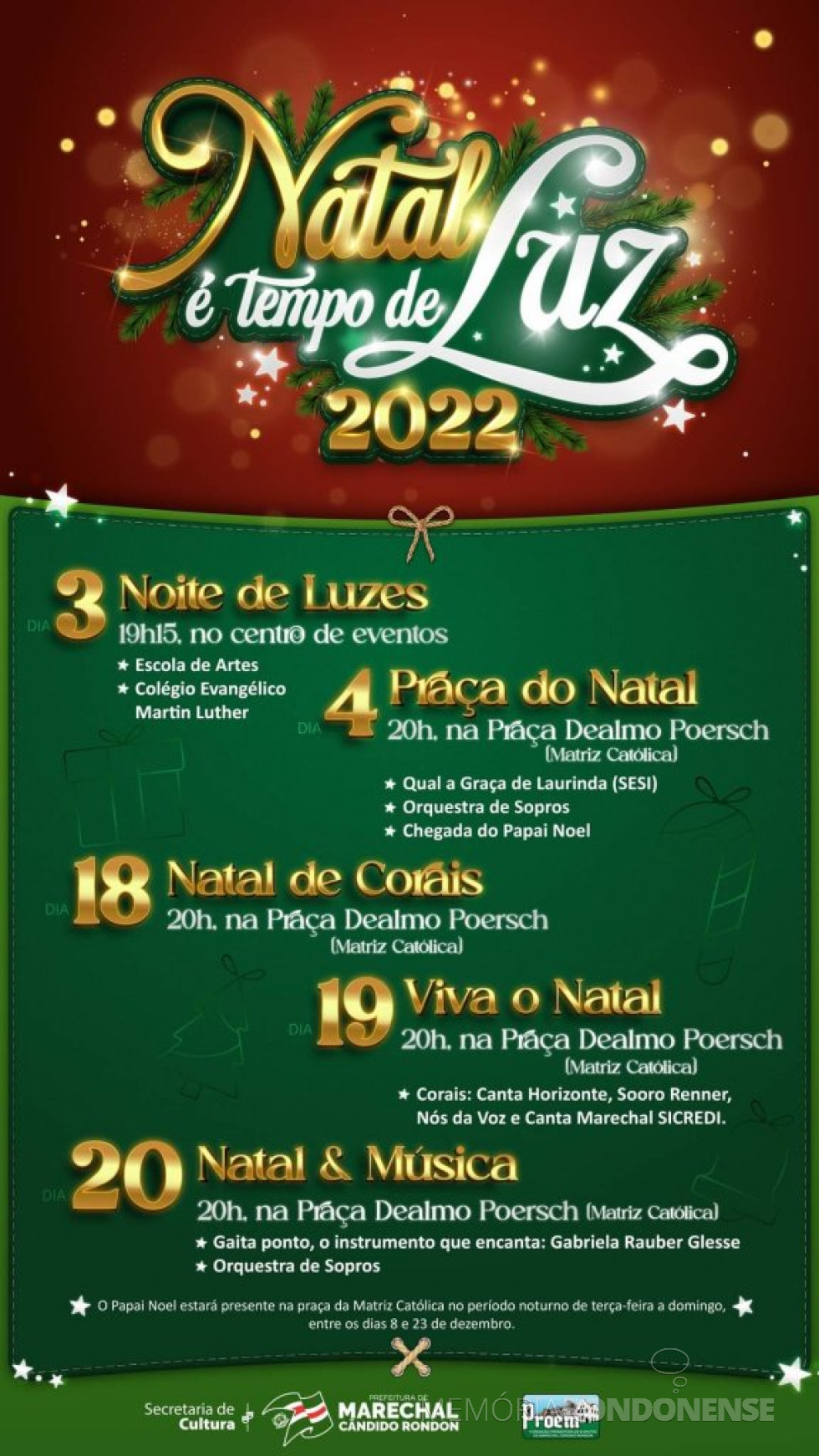 || Cartaz com agenda programática de eventos do