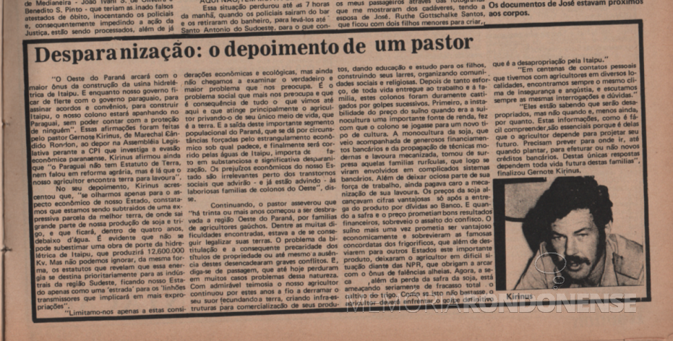 || Destaque do antigo periódico rondonense
