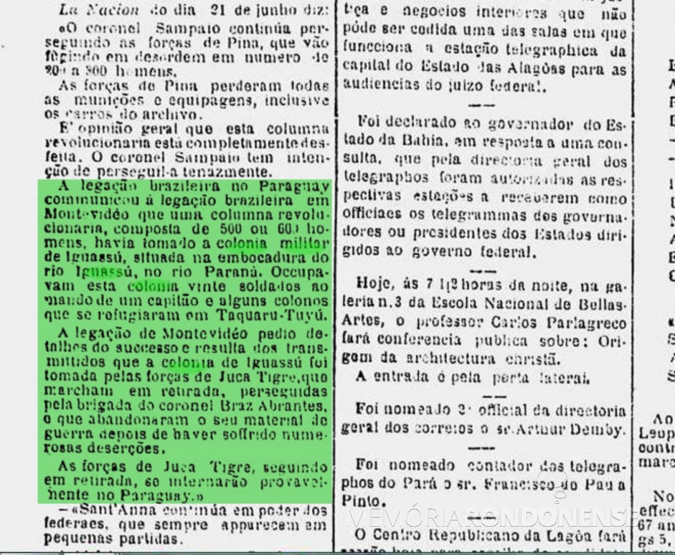 || Recorte da nota do jornal carioca