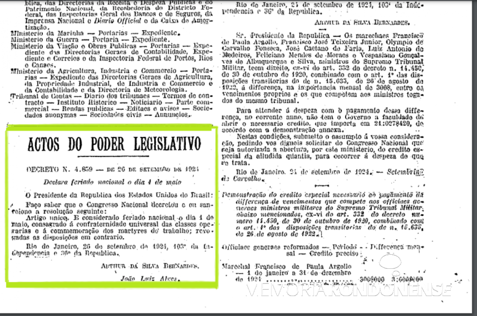 || Publicação do Decreto nº 4.859/1924 no Diário Oficial da União - Anno LXIII - nº 233, ed. 28.09.1924.
Imagem: Acervo Biblioteca Nacional Digital - FOTO 3 -