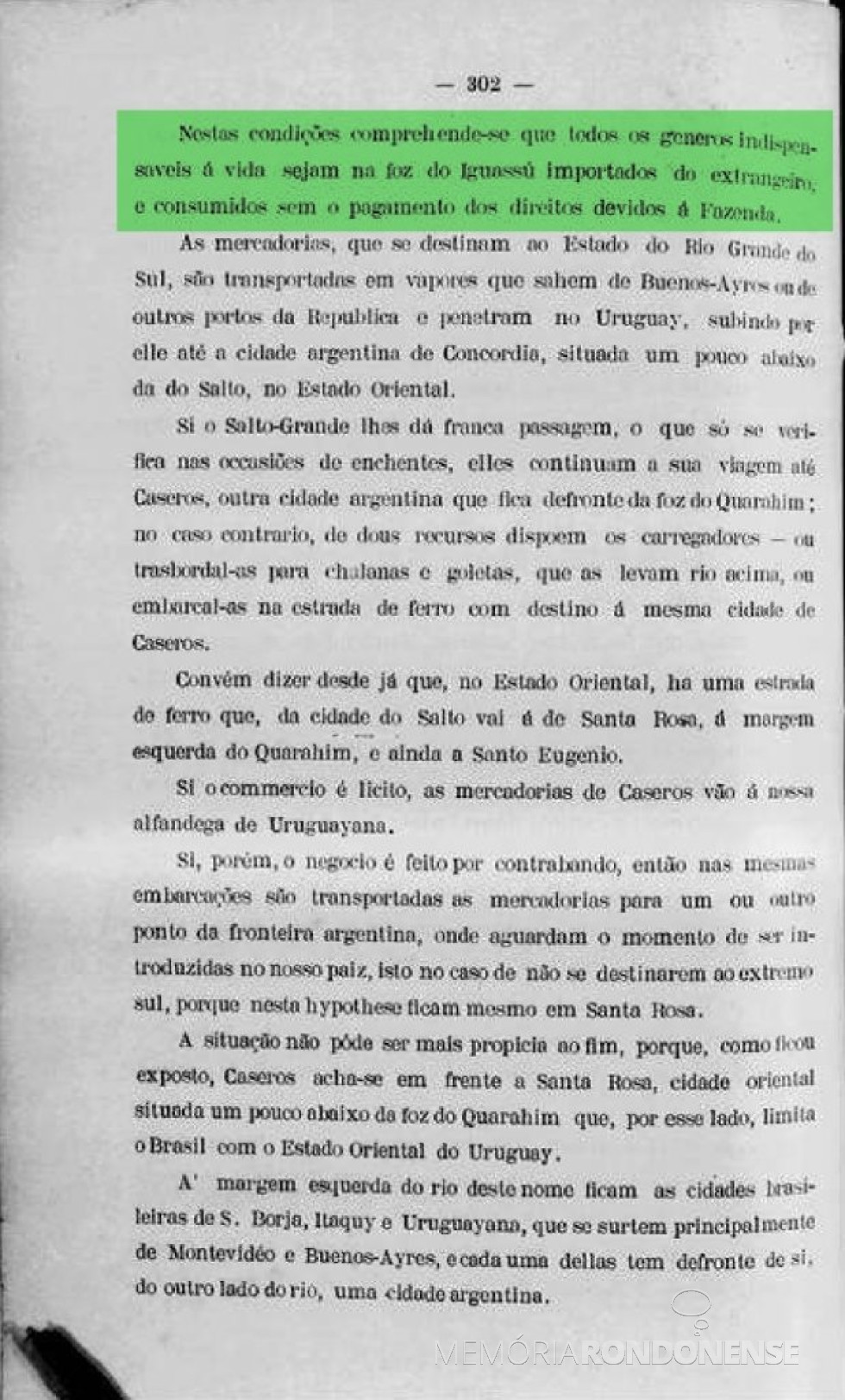 || Página 302 do Relatório do Ministério dos Negícios da Fazenda de 1903.
Imagem: Acervo Biblioteca Nacional Digital - FOTO 5 -