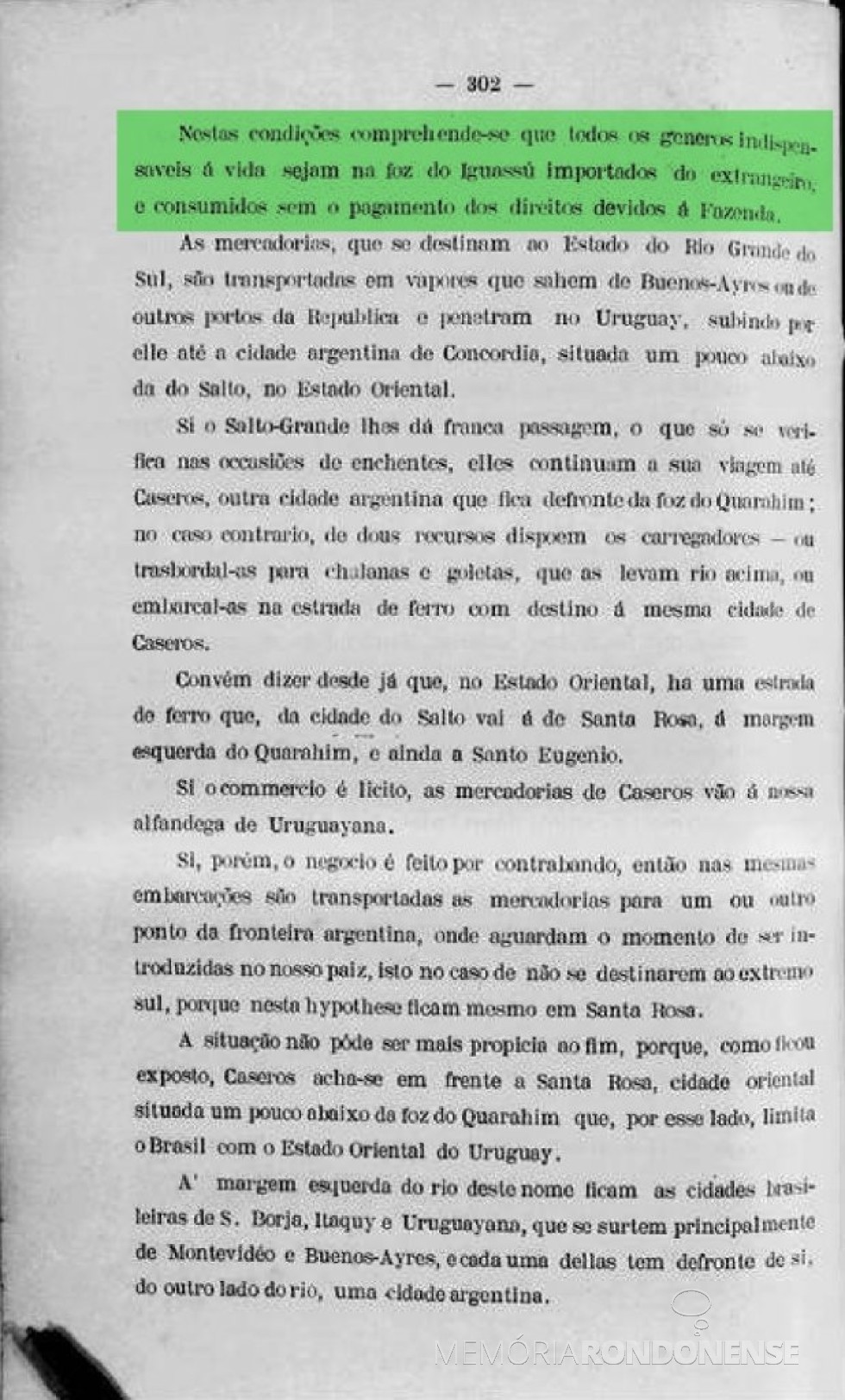 || Página 302 do Relatório do Ministério dos Negícios da Fazenda de 1903.
Imagem: Acervo Biblioteca Nacional Digital - FOTO 5 - 