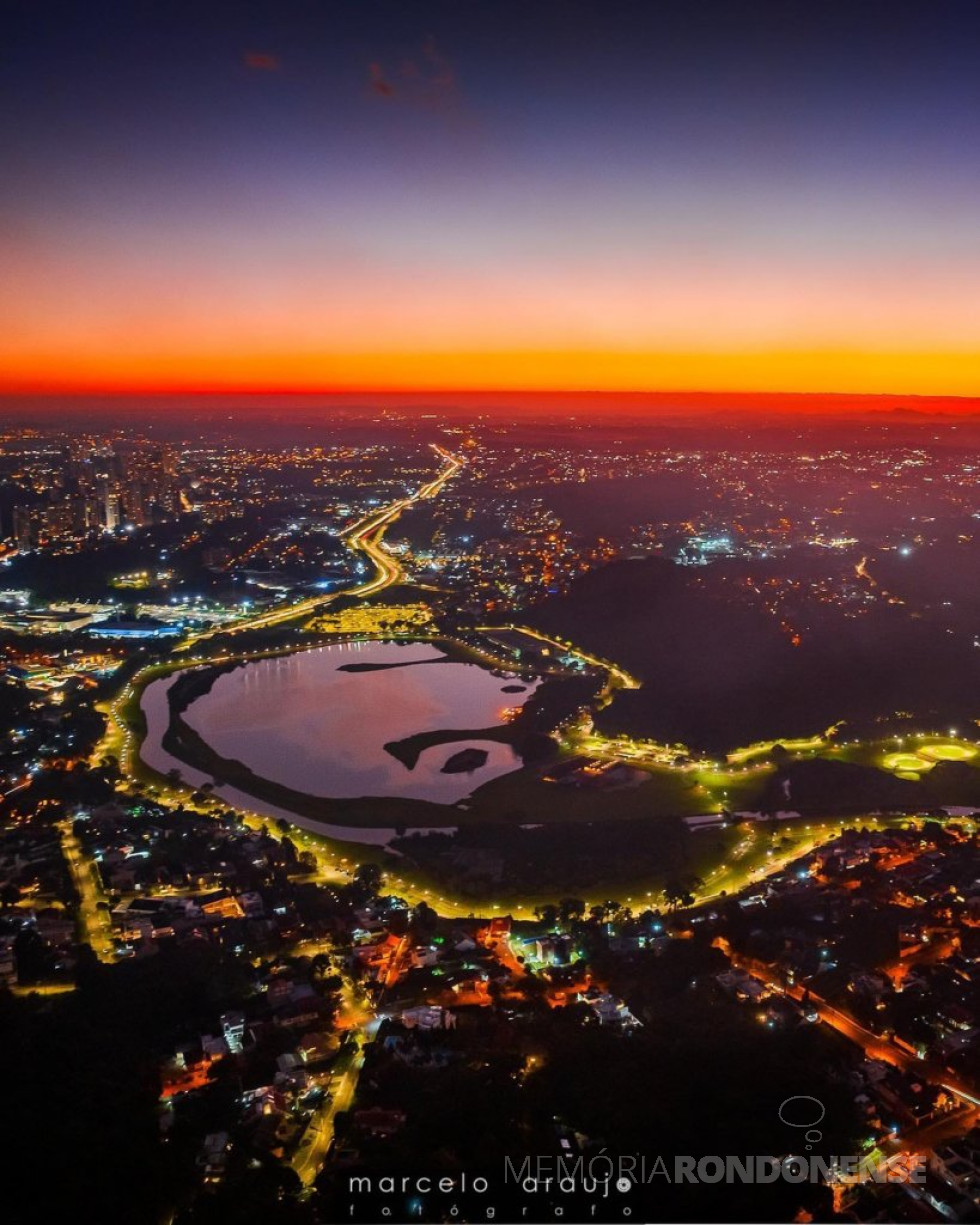 || Pôr do sol em Curitiba no dia 24 de maio de 2023, com destaque para o Lago do Barigui.