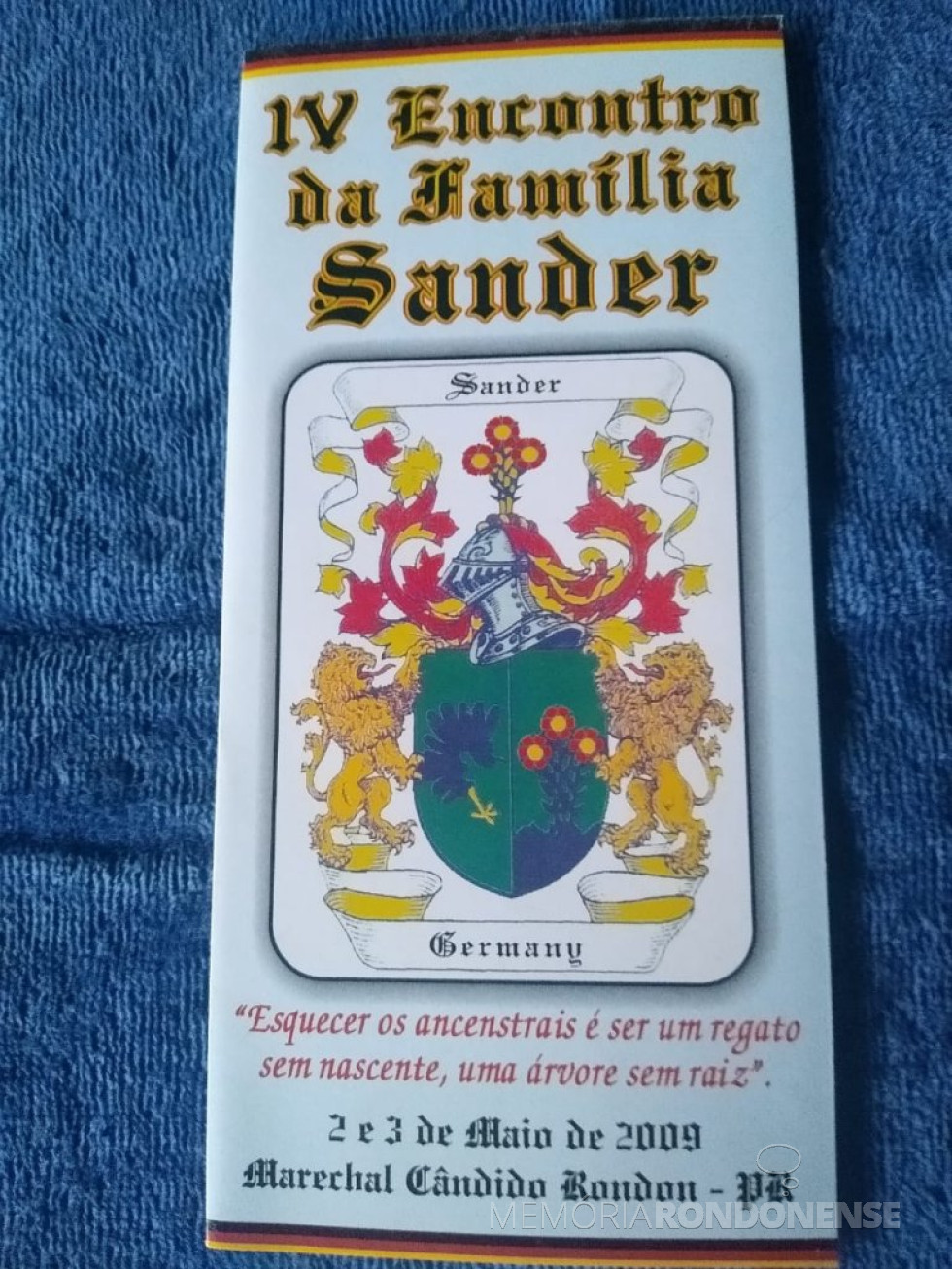 || Cartaz do IV Encontro da Família que aconteceu na cidade de Marechal Cândido Rondon (PR), em maio de 2009.
Imagem: Acervo Rudi Sander - FOTO 21 -