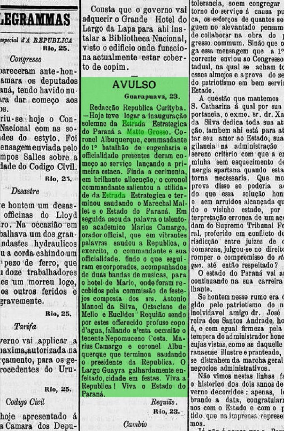 || Nota do extinto jornal curitibano