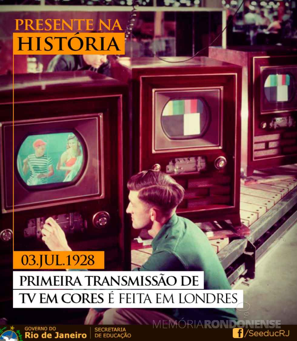 || Capa de prospecto sobre a primeira tramissão a cores na Televisão, em julho de 1928.
Imagem: Acervo Secretaria de Educação do Estado do Rio de Janeiro - FOTO 2 -