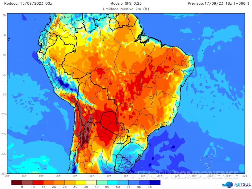 || Mapa climatológico que começa atuar sobre parte do Brasil e parte do porção sulamericana, a partir de 16 de setembro de 2023.
Imagem: Acervo Metzul - FOTO  21 -