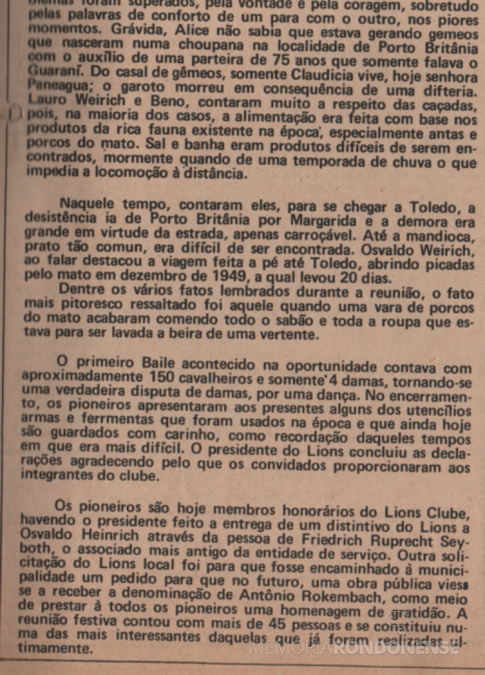 || Parte final da reportagem do extinto jornal rondonense
