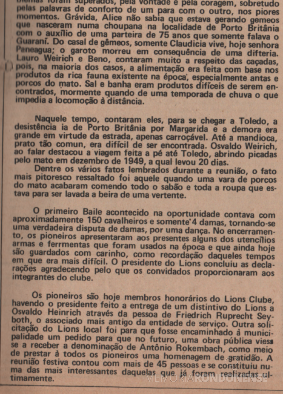 || Parte final da reportagem do extinto jornal rondonense 