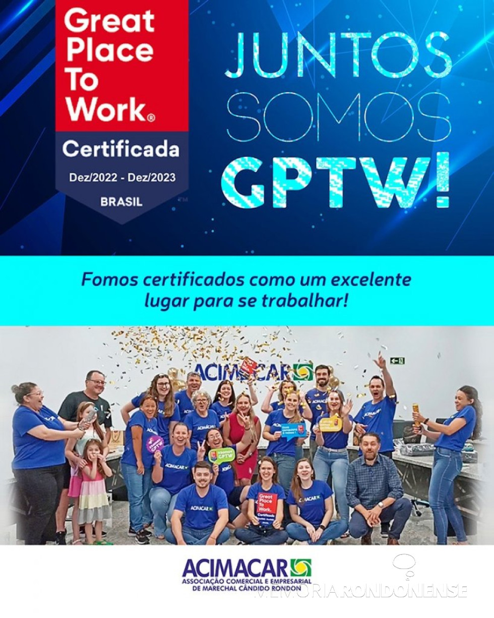 || Banner alusivo a certificação da Acimacar, em dezembro de 2022.
Imagem: Acervo da entidade classista - FOTO 16 -