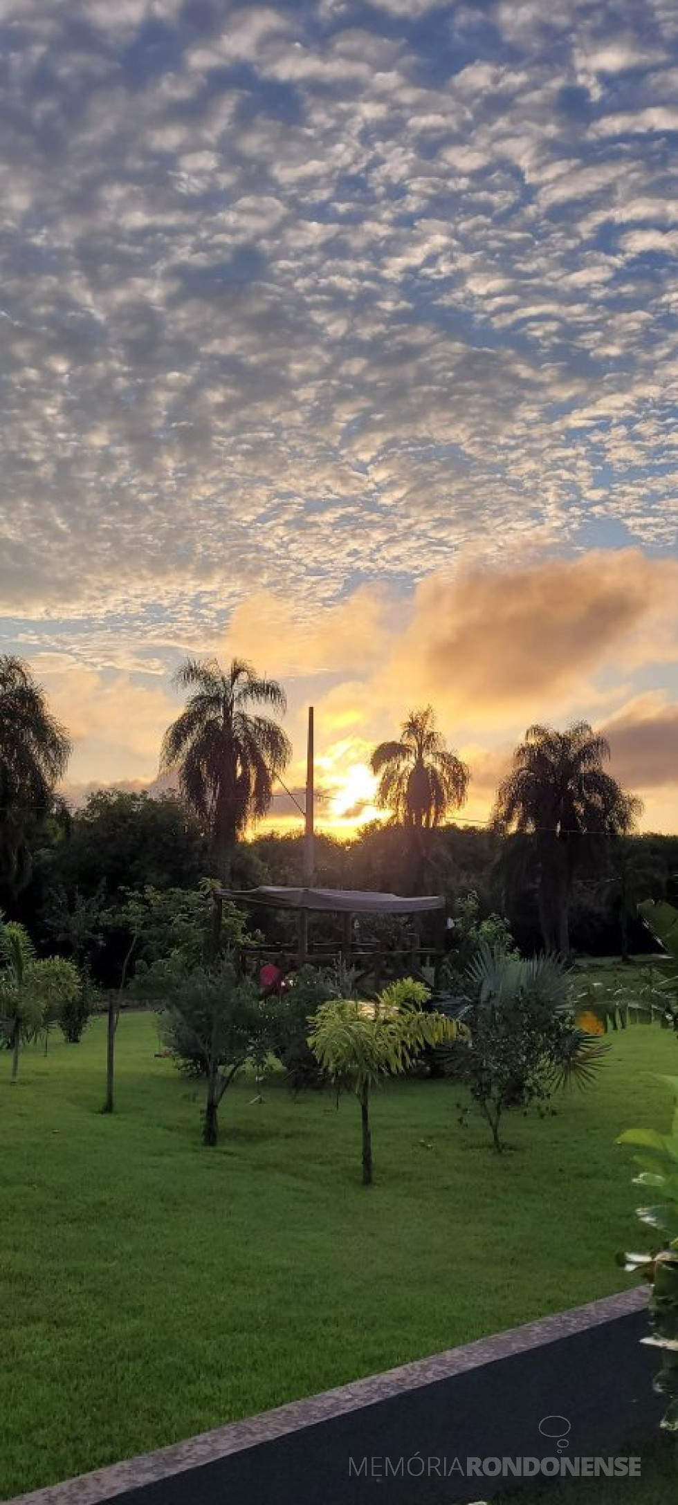 || Final da tarde em Marechal Cândido Ronbdon, com nebulosidade altocumulus, em 28 de novembro de 2023.
Imagem: Acervo e crédito da pioneira rondonense Ilda Bet - FOTO 25 -