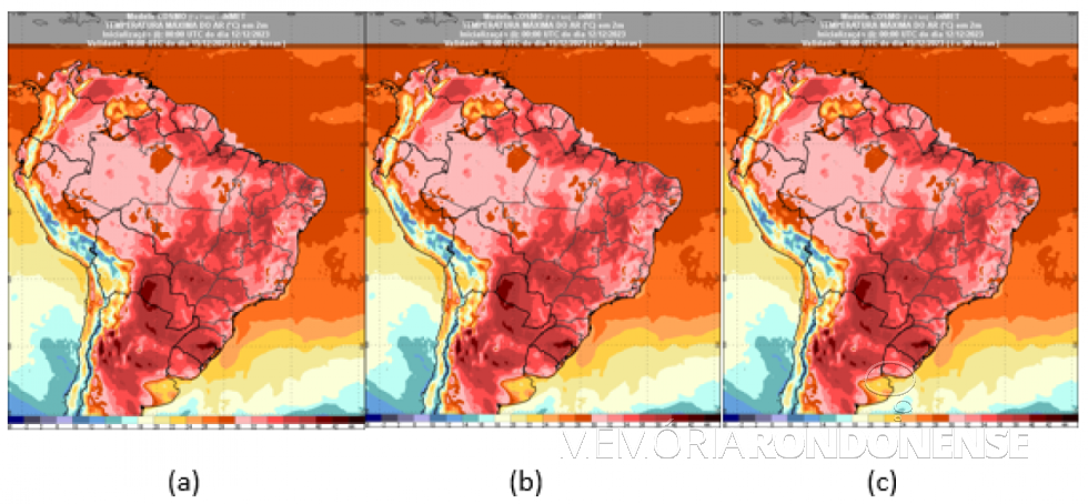 || Mapas com a localização das regiões onde a onda de calor predomina a partir de 15 de zembro de 2023, emitidos pelo Instituto Nacional de Metereologia (INMET).
Imagem: Acervo da instituição citada - FOTO 23 -