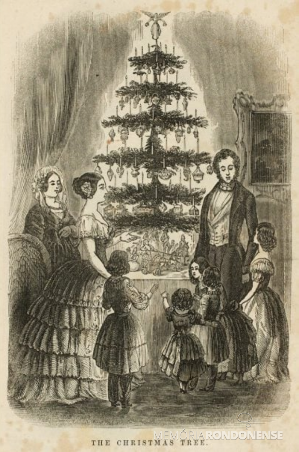 || Imagem do jornal The Illustrated London News, alusivo ao Natal da família real inglesa no castelo de Windsor em 1848. A tradição das árvores natalinas correu o mundo a partir dessas publicações.
Imagem: Acervo Museu Histórico Visconde de São Leopoldo - São Leopoldo (RS) - FOTO 4 -