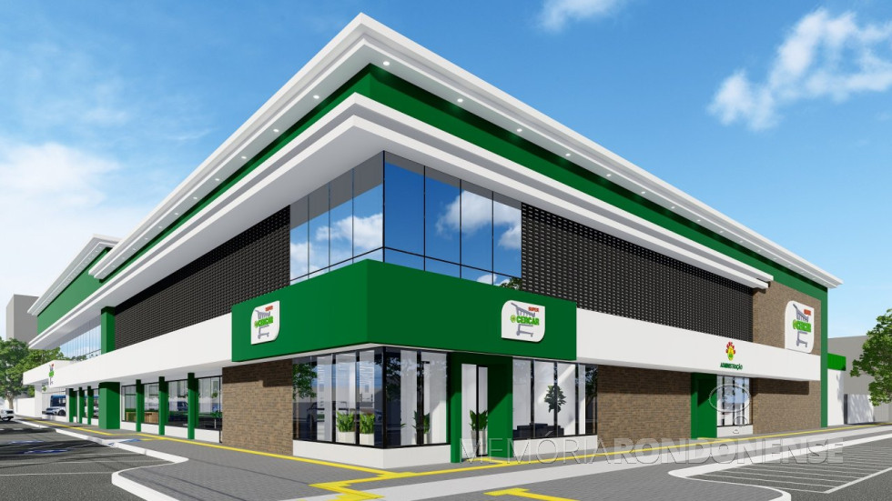 || Layout da fachada do Supermercado CERCAR anunciada no pacote de investimentos da Cooperativa Cercar, em fevereiro de 2024.
Imagem: Acervo da entidade cooperativista - FOTO 21 -