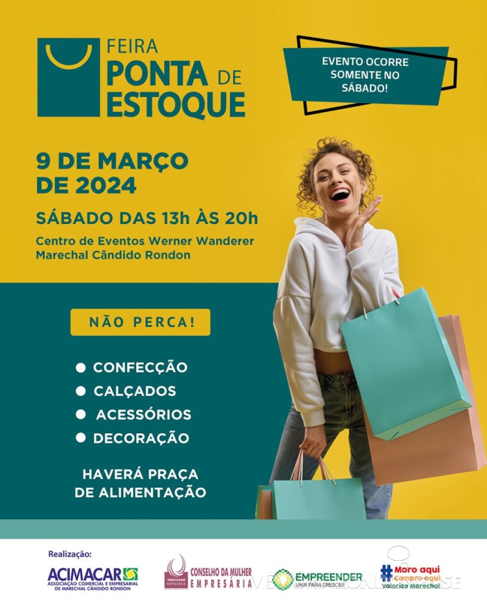 || Banner convite para a Feira Ponta de Estoque, em março de 2024.
Imagem: Acervo Acimacar - FOTO 16 - 