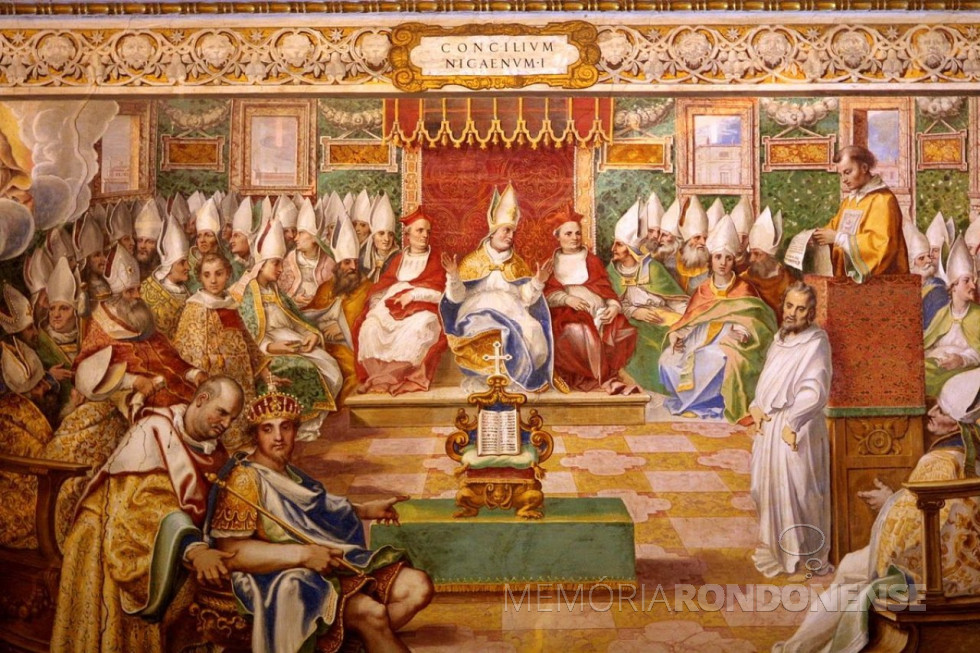 || Afresco do Concílio de Nicéia de 325, na Sala Sistina do Vaticano. Obra de Giovanni Guerra (1544-1618) e Cesare Nebbia (1534-1614).
Imagem: Acervo Museu do Vaticano - FOTO 19 -