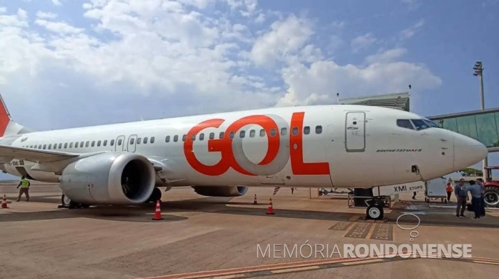 || Primeiro avião da Gol Linhas Aéreas que posou no aeroporto da cidade de Cascavel (PR), em setembro de 2023.
Imagem: Acervo SOT - FOTO 33 - 