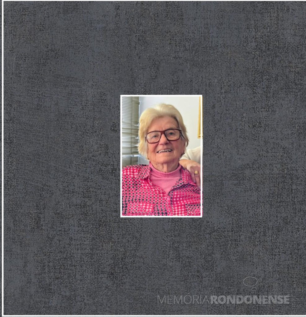 || Emilia Maria Beal, pioneira de Toledo, falecida em maio de 2024.
Imagem: Acervo Victor Edy Lorenz - FOTO 34 -