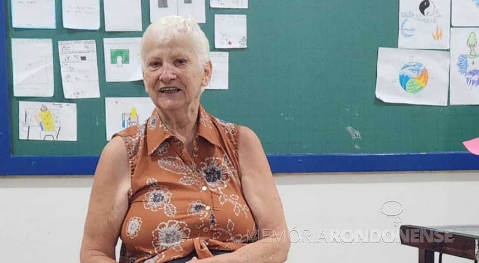 || Professora Ledi Hilbig,  homenageada  com o seu nome para sala de aula do Colégio Cristo Rei, em abril de 2024. 
Imagem: Acervo O Presente Digital - FOTO 21 -