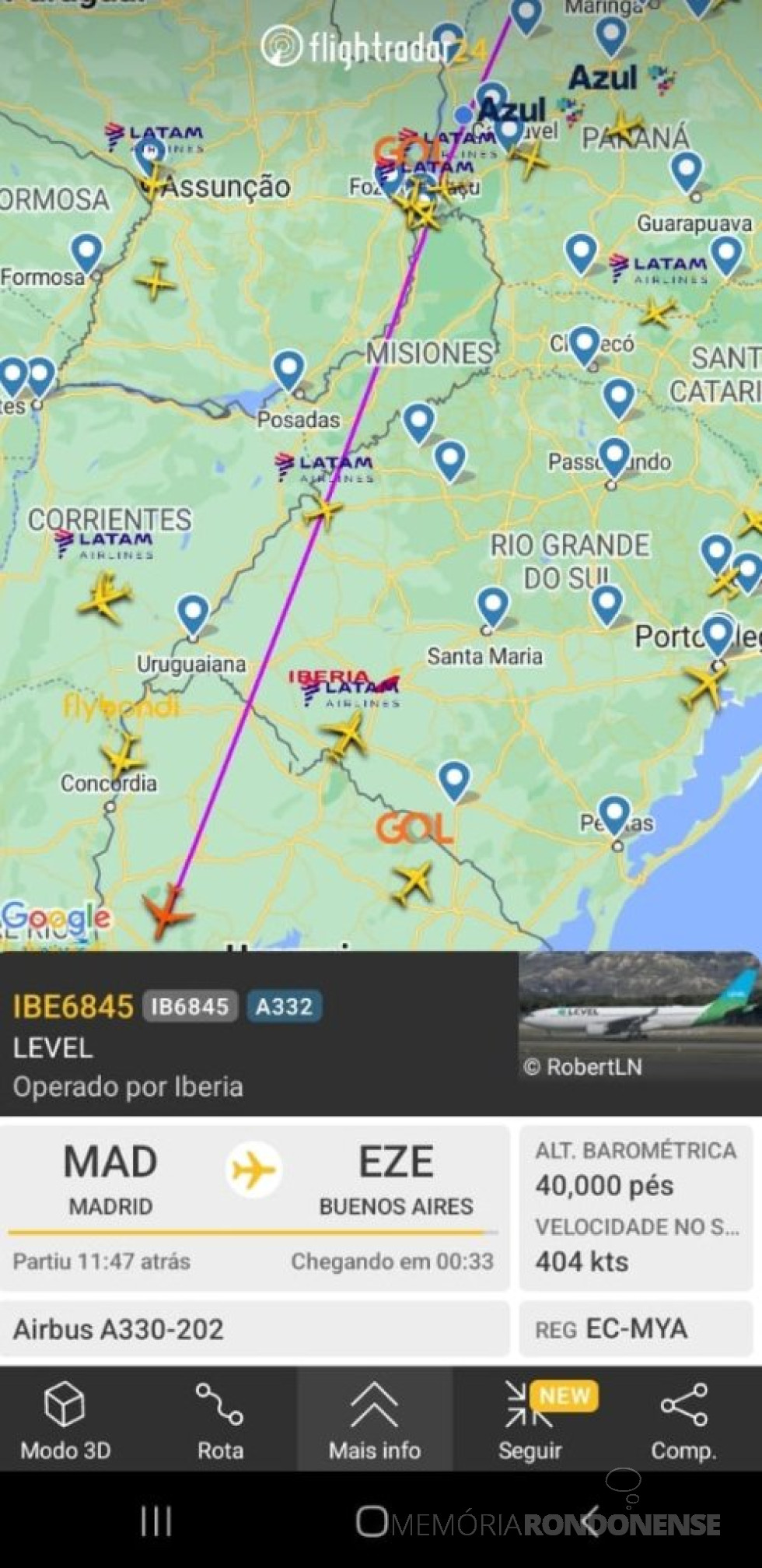 || Rota do avião da Level na sua